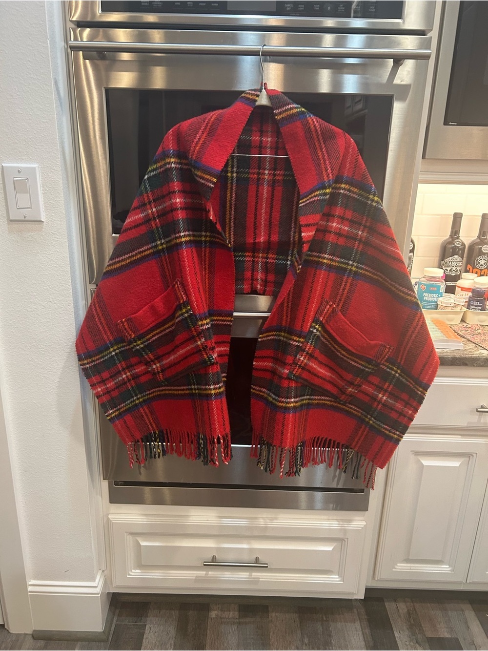 Vintage Maban of Scotland royal Stewart tartan  100 percent wool Cape Shawl